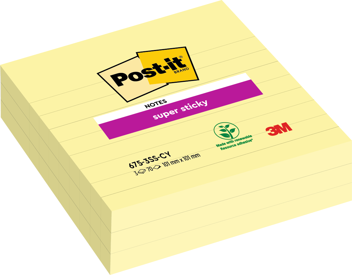 POST-IT-675-3SSCY-0051141998817 POST-IT Super Sticky XL Notes 675-3SSCY 101x101mm, 70 Blatt 3 Stück – Hochwertig & günstig bei ShopDeca