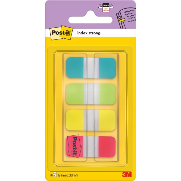 POST-IT Index Strong schmal 16x38mm 676-ALYR 4-farbig 4x10 Stück