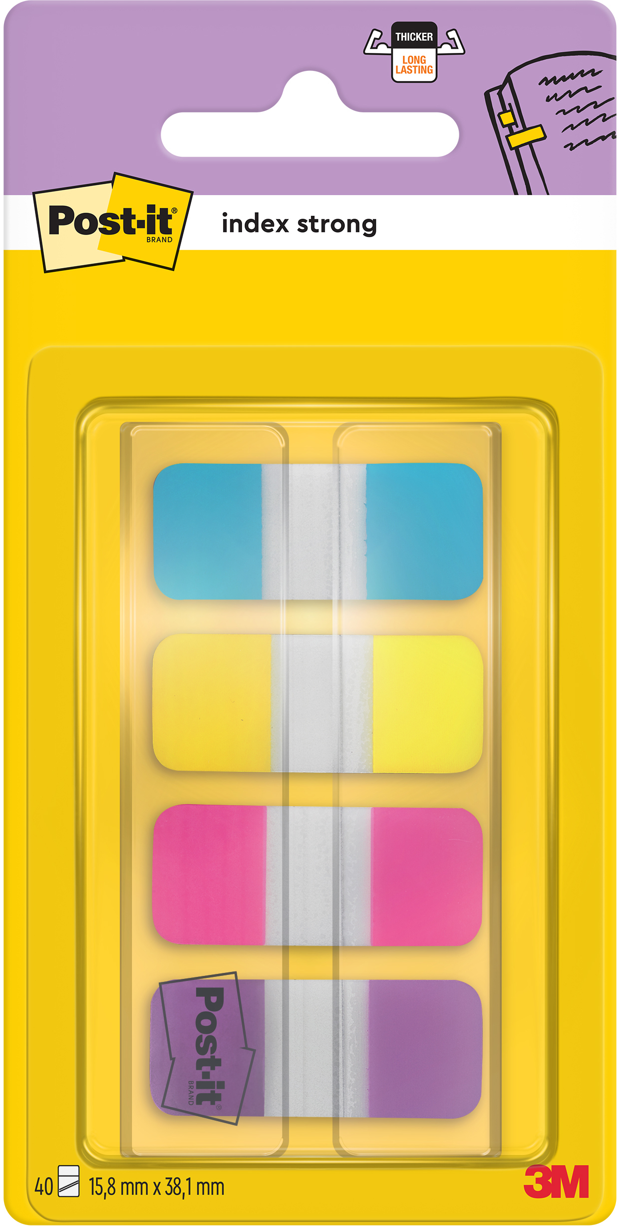 POST-IT-676-AYPV-4054596002722 POST-IT Index Strong schmal 16x38mm 676-AYPV 4-farbig 4x10 Stück – Hochwertig & günstig bei ShopDeca