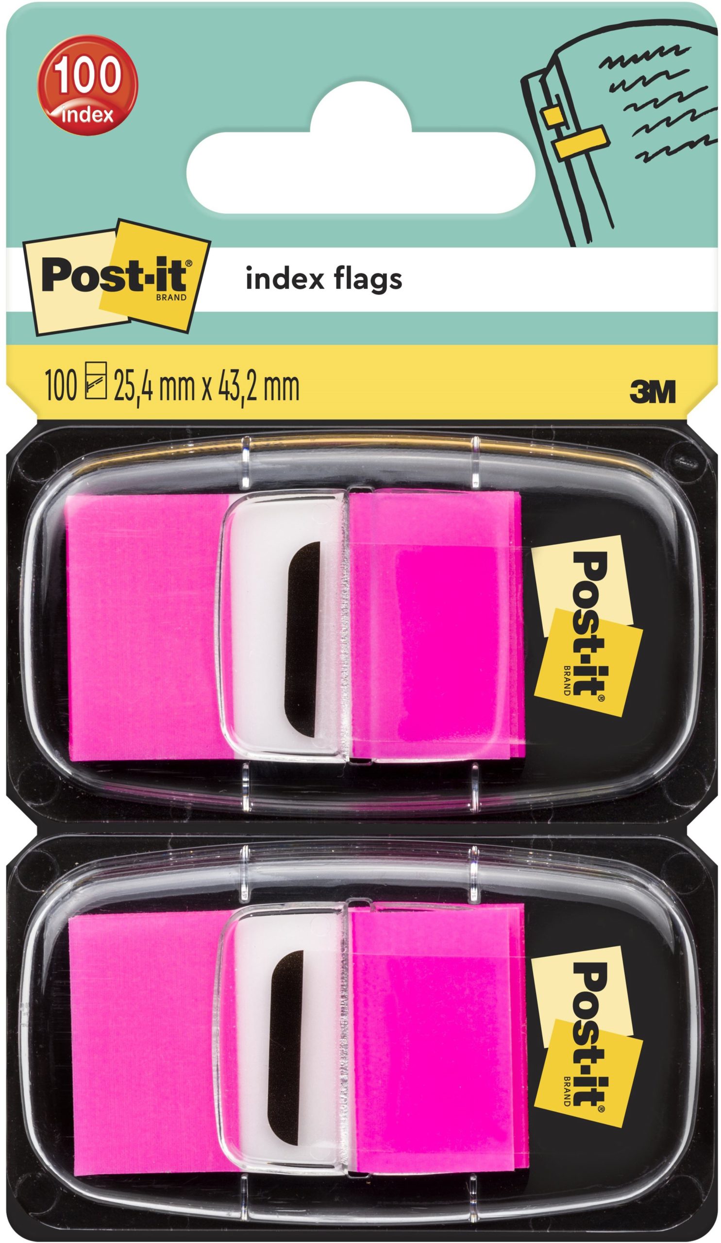 POST-IT-680-BP2-0051141920580 POST-IT Index 2er Set 25,4x43,2mm 680-BP2 neon pink 2x50 Stück – Hochwertig & günstig bei ShopDeca