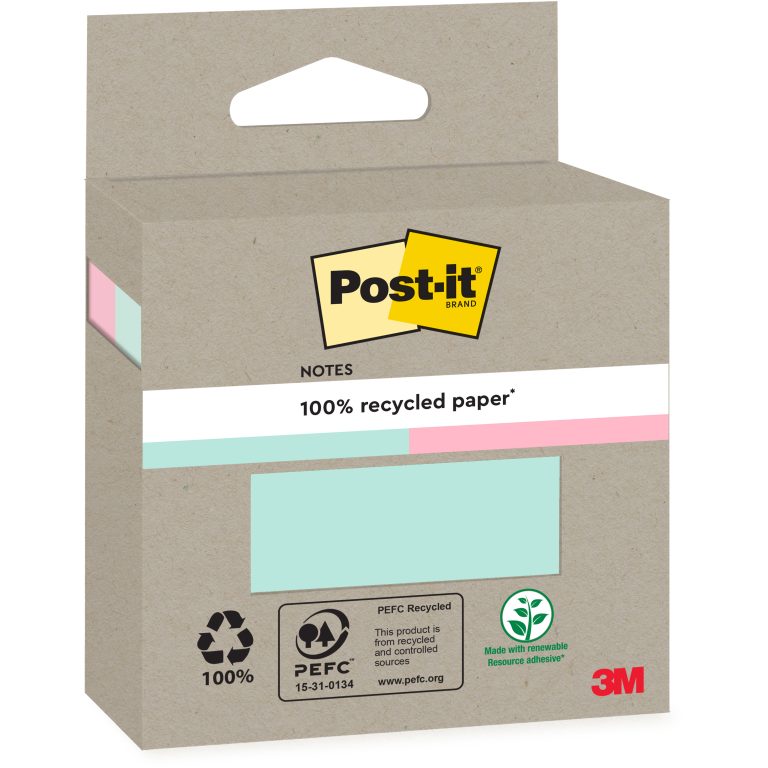 POST-IT Haftnotizen Recycling 76x76mm 6820R-2LM rosa und grün 2x100 Blatt