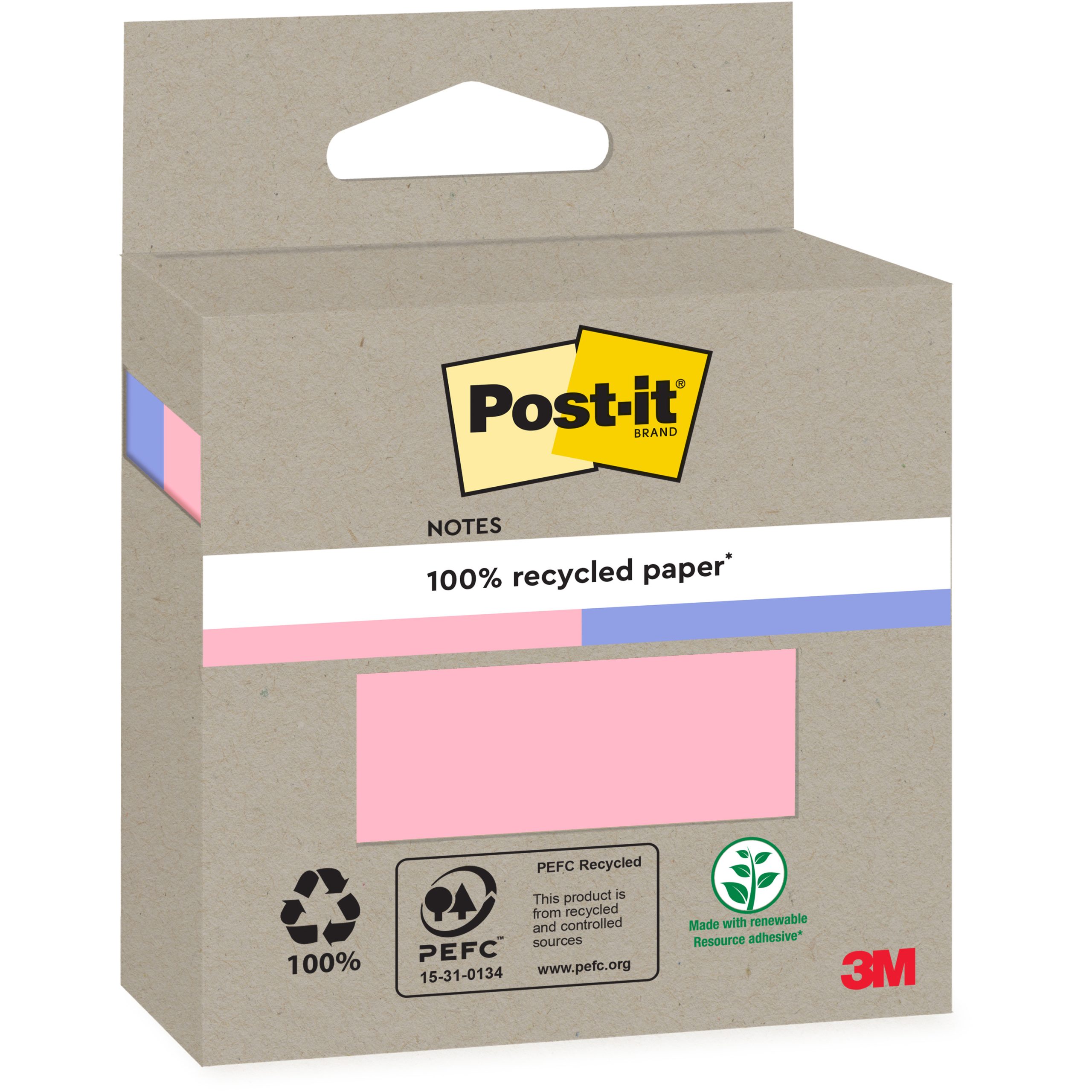 POST-IT-6820R-2PB-4054596907027 POST-IT Haftnotizen Recycling 76x76mm 6820R-2PB blau und pink 2x100 Blatt – Hochwertig & günstig bei ShopDeca