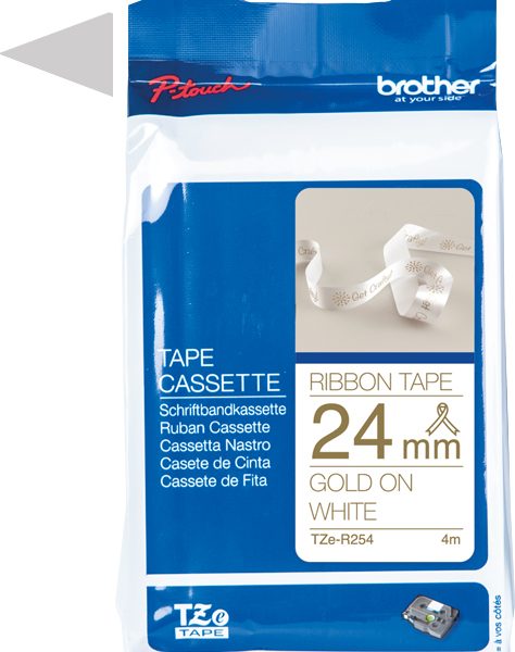 PTOUCH Band weiss/gold TZE-R254 Tze Geräte 24mm