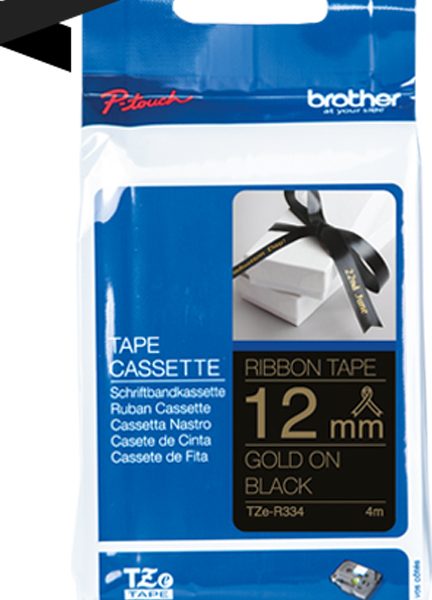 PTOUCH Band schwarz/gold TZE-R334 Tze Geräte 12-36mm