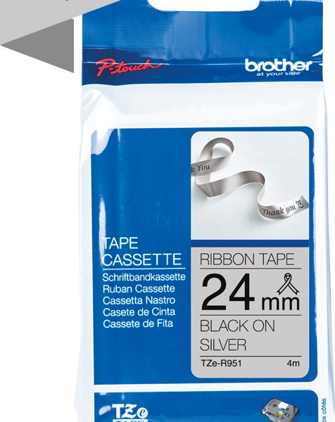 PTOUCH Band silber/schwarz TZE-R951 Tze Geräte 24mm