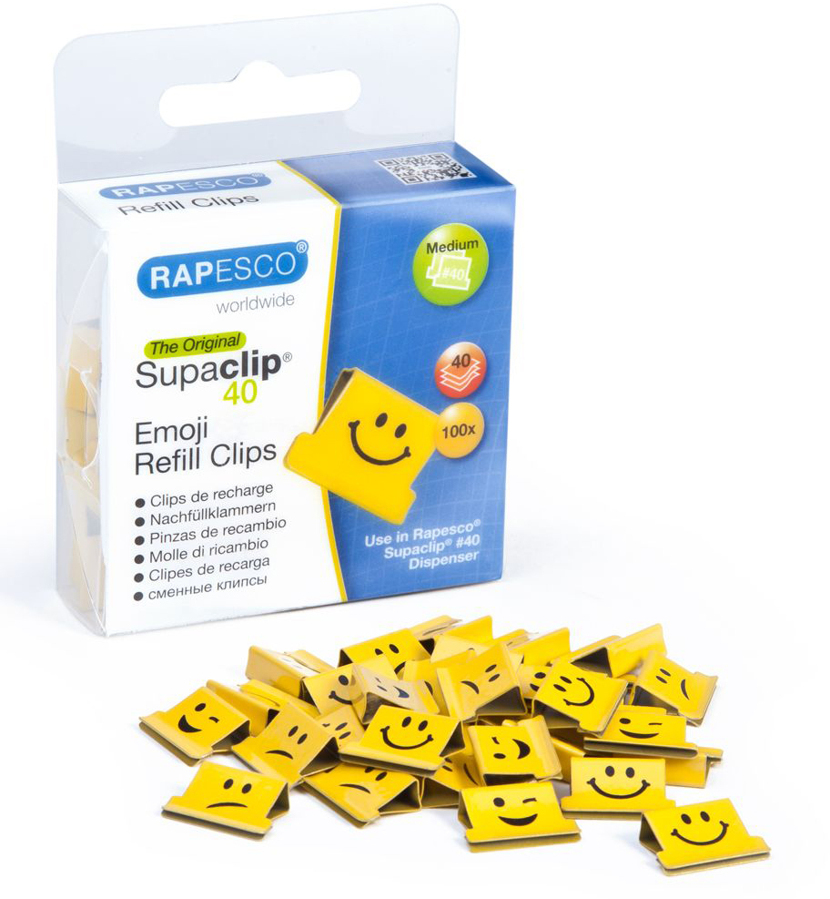 RAPESCO-1335-5018505701488 RAPESCO Clips Refill Emoji 1335 gelb 100 Stück – Bild 1