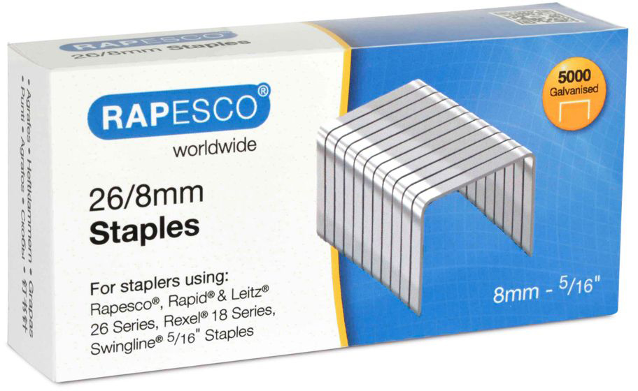 RAPESCO-S11880Z3-5018505015882 RAPESCO Heftklammern 26/8mm S11880Z3 5000 Stück verzinkt – Bild 1