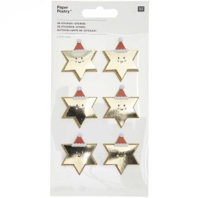 RICO DESIGN Sticker 3D I love Christmas 300471 Sterne 6 Stück
