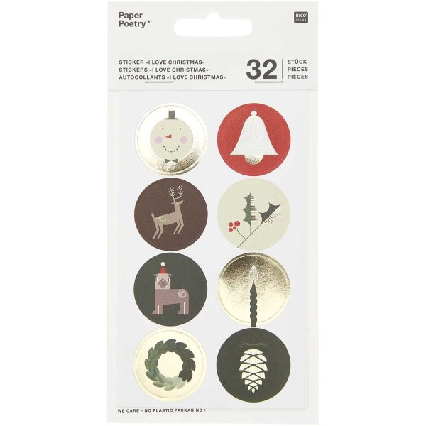 RICO DESIGN Sticker I love Christmas 300488 32 Stück