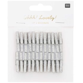 RICO DESIGN Deko-Clips Glitter 3cm 7040.30.89 silber 24 Stück
