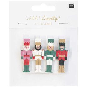 RICO DESIGN Deko-Clips Nussknacker 4.8cm 7040.31.22 4 Stück
