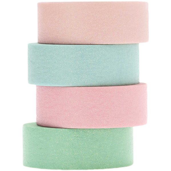 RICO DESIGN Washi Tape Set 15mmx5m 99001.21.28 Glitter Pastel 4 Rollen