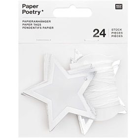 RICO DESIGN Geschenkanhänger Sterne 6.5cm 99001.85.31 silber 24 Stück