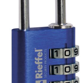 RIEFFEL SWITZERLAND Vorhängeschloss Nr. 22 27,5mm 22/30 BLAU SB blau, mit Zahlenschloss