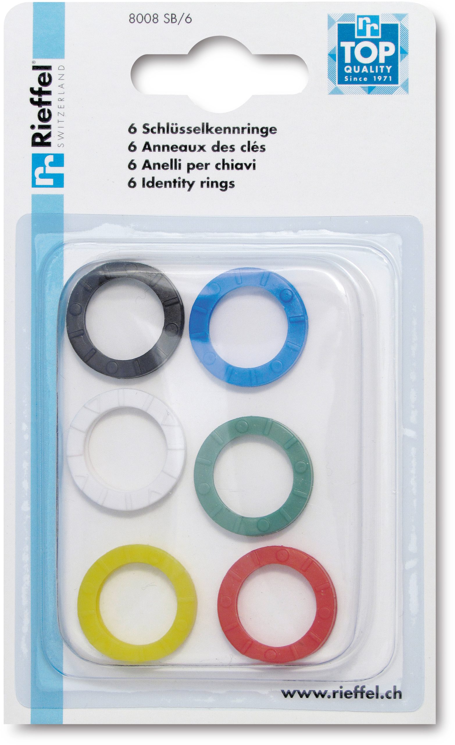 RIEFFEL-SWITZERLAND-8008-SB-6-7640115314154 RIEFFEL SWITZERLAND Schlüsselkennringe 8008 SB/6 ass. 6 Stück – Hochwertig & günstig bei ShopDeca
