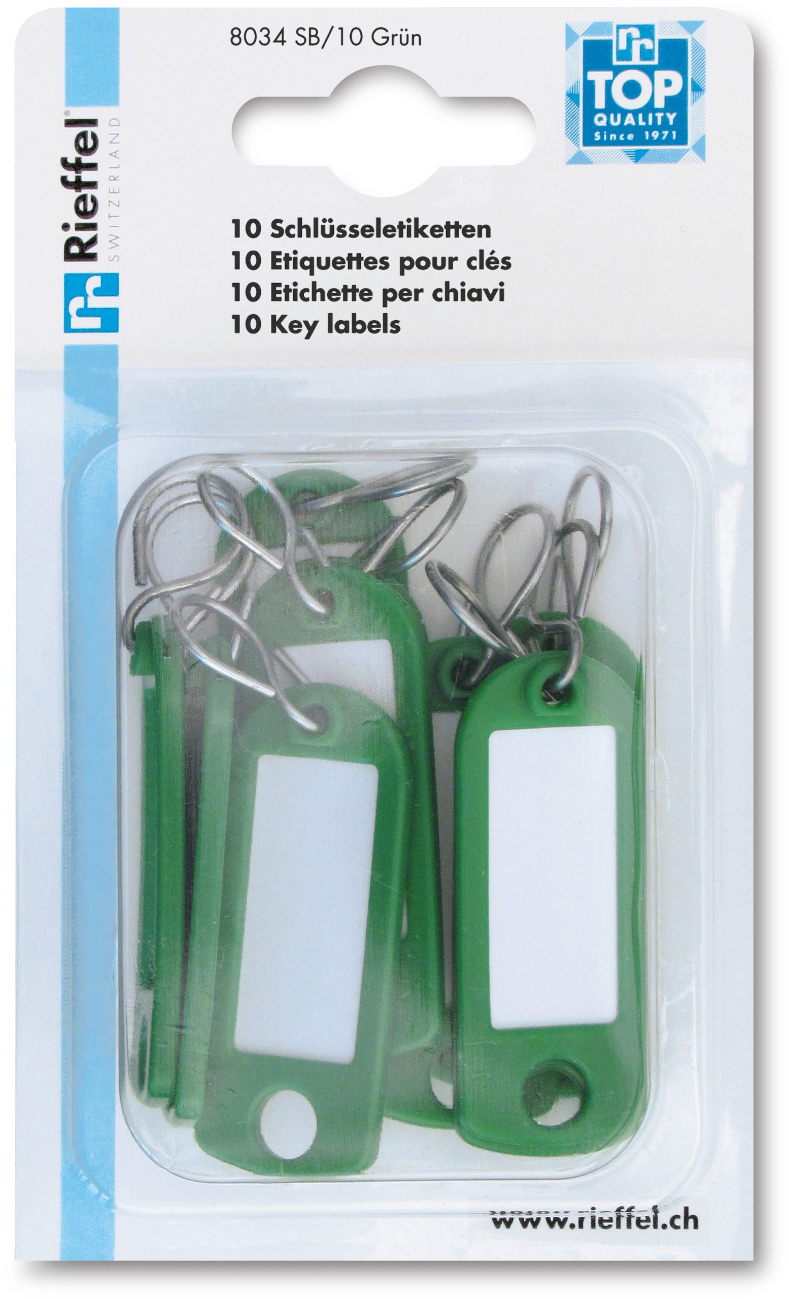 RIEFFEL-SWITZERLAND-8034-SB-10-GRUEN-7640115312358 RIEFFEL SWITZERLAND Schlüsseletiketten 8034 SB/10 GRÜN grün 10 Stück – Bild 1