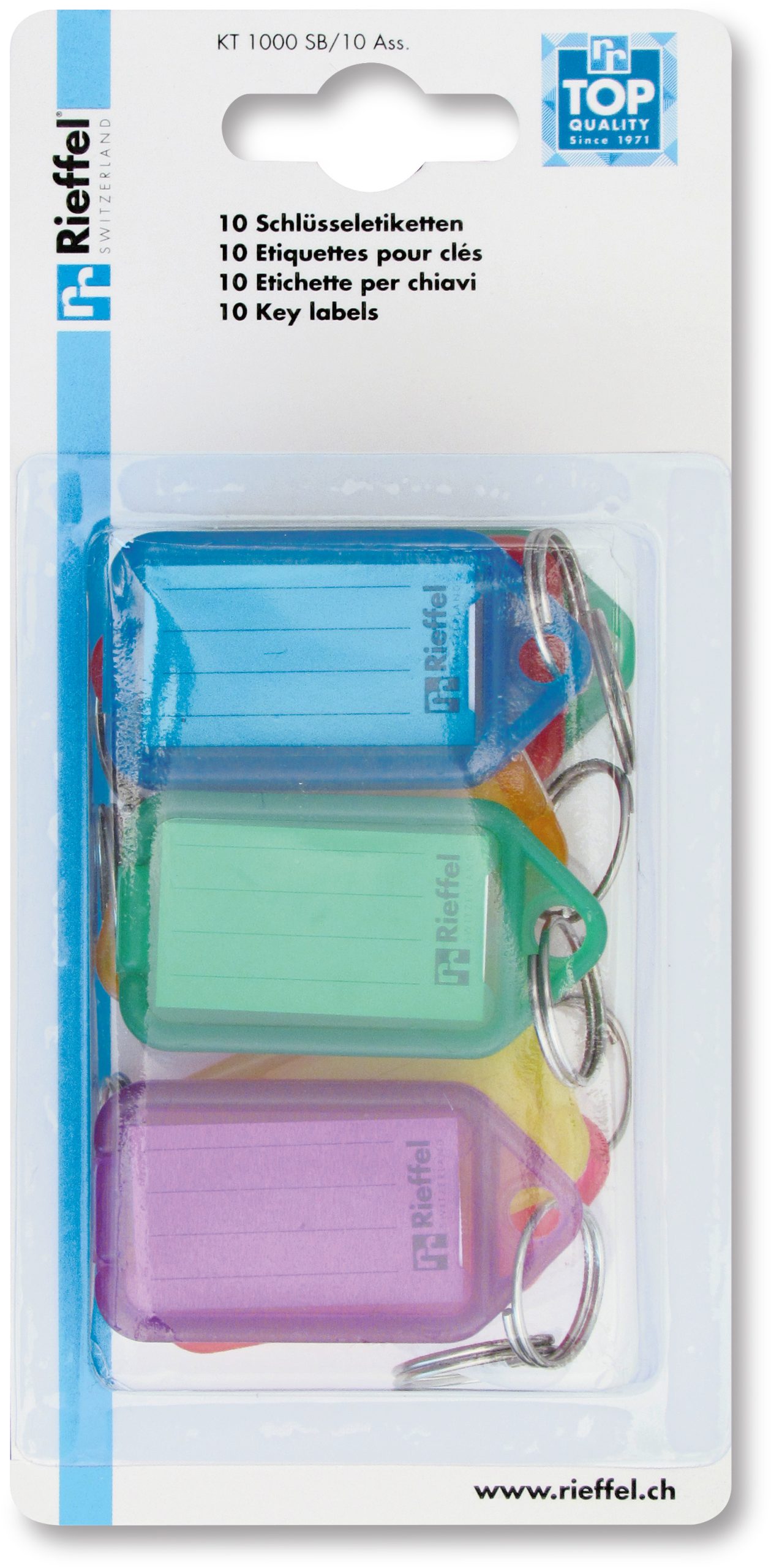 RIEFFEL-SWITZERLAND-KT-1000-SB-10-ASS.-7630010410983 RIEFFEL SWITZERLAND Schlüsseletiketten 38x22mm KT 1000 SB/10 ASS. ass. 10 Stück – Hochwertig & günstig bei ShopDeca