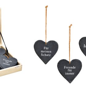 ROOST Herz aus Schiefer 10032873 mit Sprüchen, ass. 12x12cm
