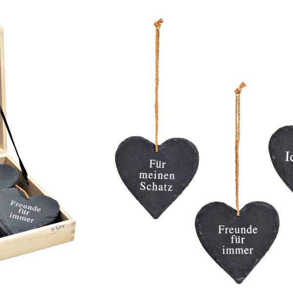 ROOST Herz aus Schiefer 10032873 mit Sprüchen, ass. 12x12cm