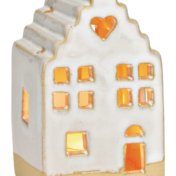 ROOST Teelicht Haus 7x11x6cm 10040029 Keramik, weiss