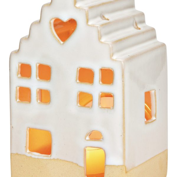 ROOST Windlicht Haus 8x14x8cm 10040030 Keramik, weiss
