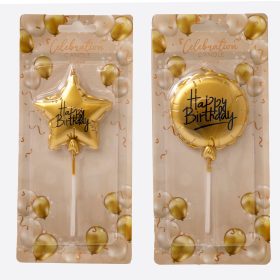 ROOST Kerze Happy Birthday CD6125 Gold, assortiert