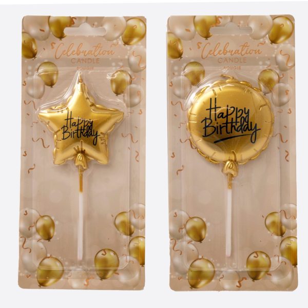 ROOST Kerze Happy Birthday CD6125 Gold, assortiert