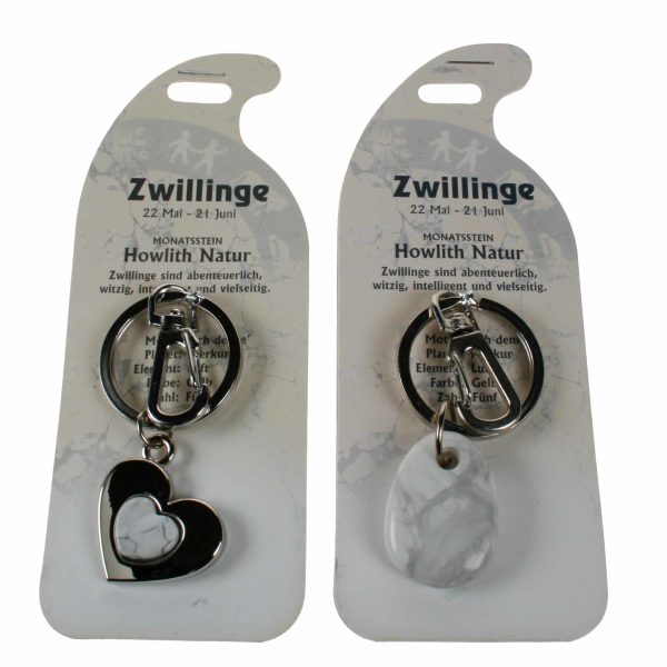 ROOST Schlüsselanhänger Zwilling G263 Howlith natur 2 Motive ass.