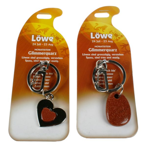 ROOST Schlüsselanhänger Löwe G265 Glimmerquarz 2 Motive ass.
