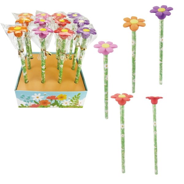 ROOST Bleistift Blume RET-1075 assortiert, mit Radierer, 3D