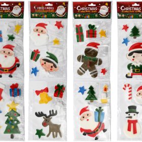 ROOST Gel-Fensteraufkleber ST804 Weihnachten 4 Stück assortiert