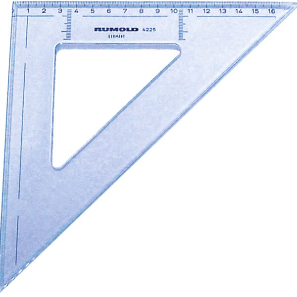 RUMOLD Zeichendreieck 16cm 4225 45° farbig/transp.