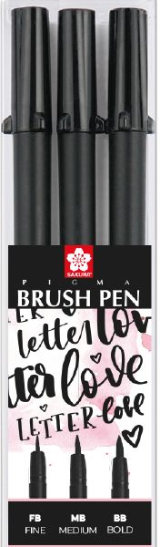 SAKURA Pigma Brush Pen Set May&Berry POXFVKBP349S Fine/Medium/Bold 3 Stück