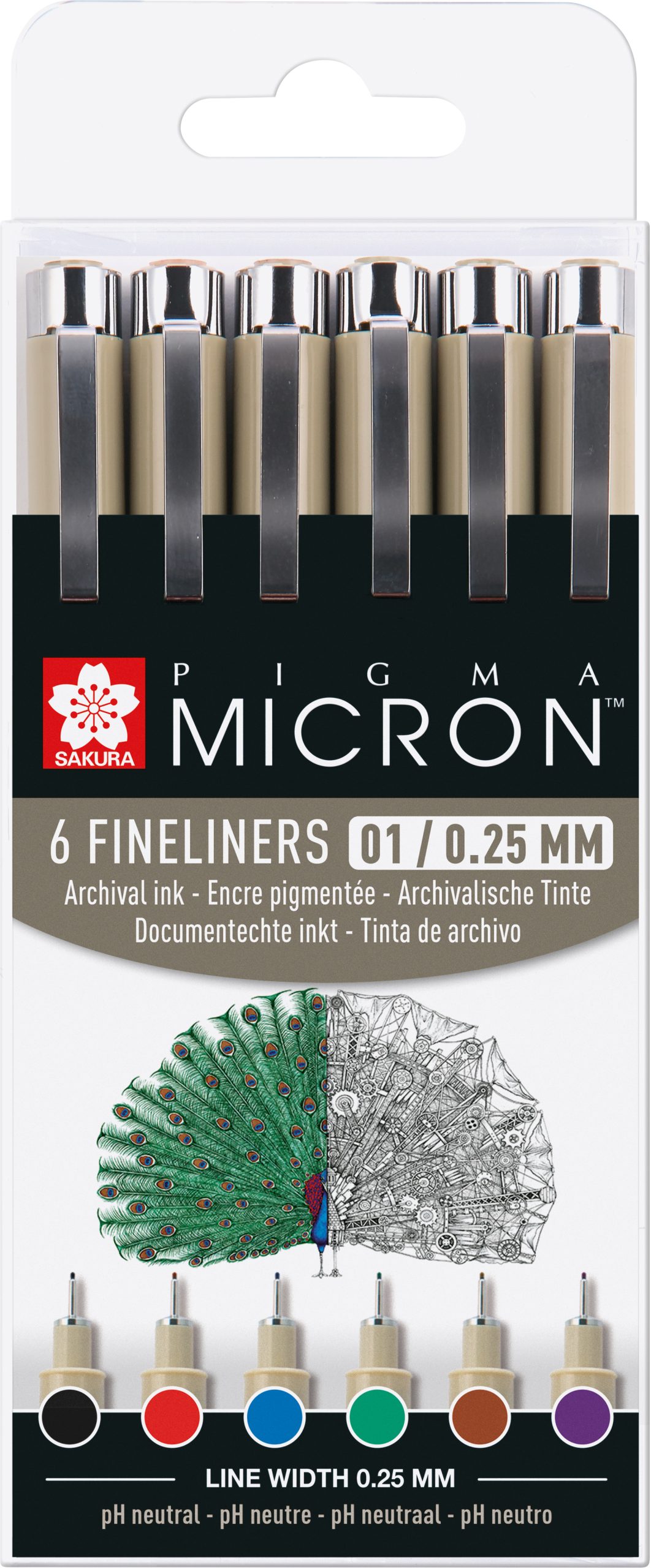 Pigma Micron set, 6x Pigma micron 01 Basic Colours SAKURA Pigma Micron 01 Set 0.25mm POXSDK016 Basic Farben 6 Stück – Hochwertig & günstig bei ShopDeca