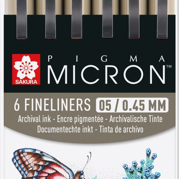 SAKURA Pigma Micron 05 Set 0.45mm POXSDK056A Basic Farben 6 Stück