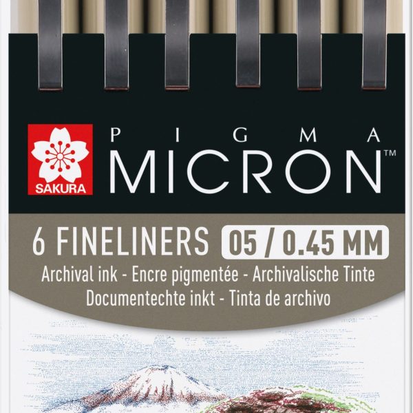 SAKURA Pigma Micron 05 Set 0.45mm POXSDK056B Erdfarbtöne 6 Stück
