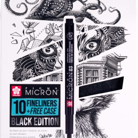 SAKURA Pigma Micron Set 0.03-1.2mm POXSDKB10 mit Stifteetui 10 Stück