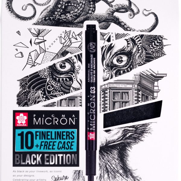 SAKURA Pigma Micron Set 0.03-1.2mm POXSDKB10 mit Stifteetui 10 Stück