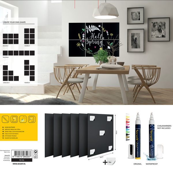 SECURIT Kreidetafel XXL FB-XXL 6 Stück 40x40x0.2cm