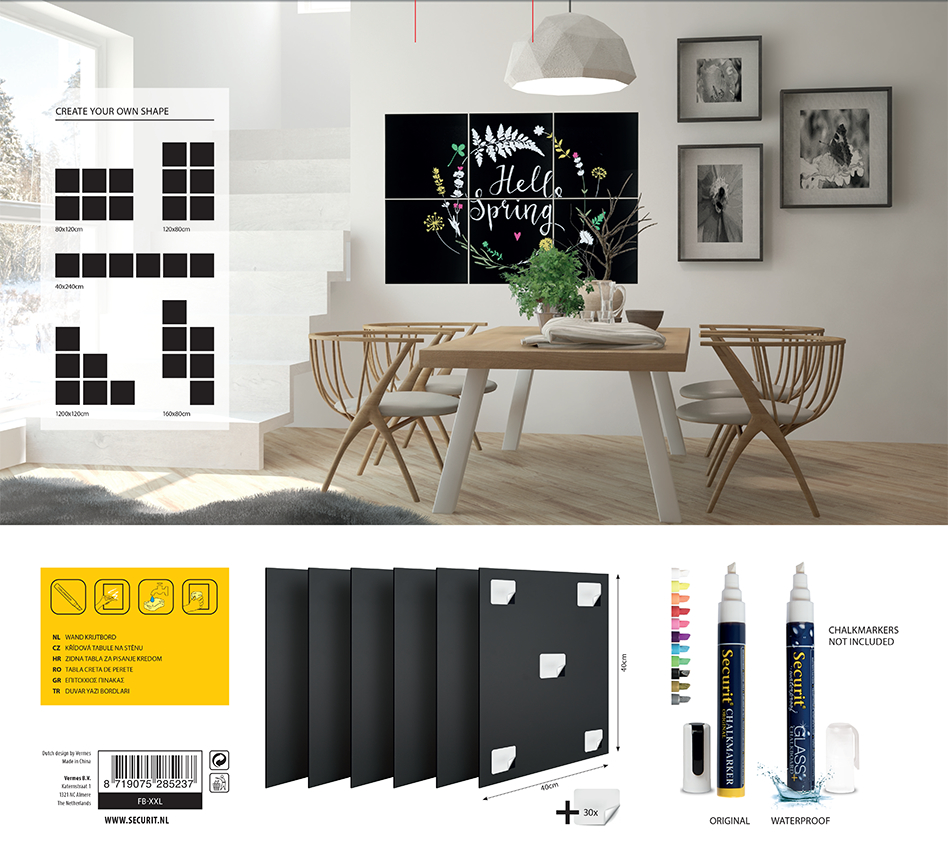 SECURIT-FB-XXL-8719075285237 SECURIT Kreidetafel XXL FB-XXL 6 Stück 40x40x0.2cm – Hochwertig & günstig bei ShopDeca