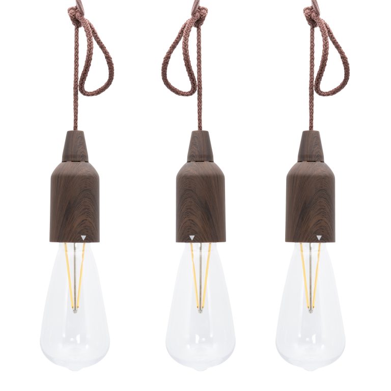 SECURIT Hängeleuchte COPENHAGEN LP-KO-BR braun, Akku, dim. 3 Stück