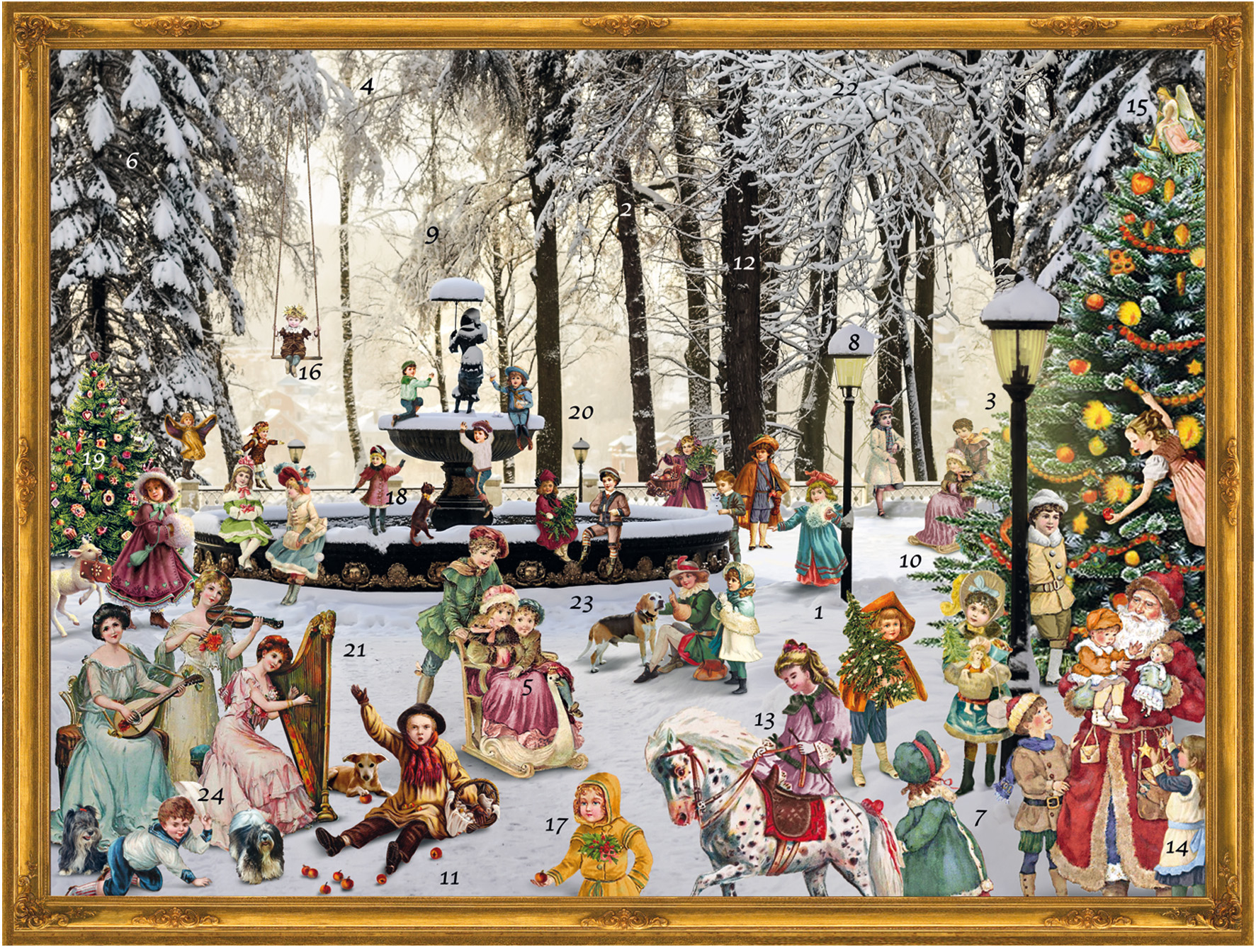 SELLMER-70155-4025985701557 SELLMER Adventskalender 26.5x 35.5cm 70155 Verschneiter Brunnen – Hochwertig & günstig bei ShopDeca