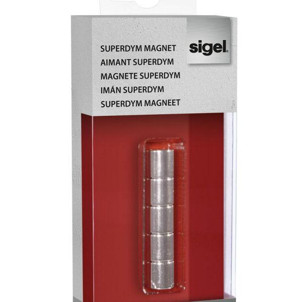 SIGEL Superdym-Magnete 10mm BA700 stark silber, 5 Stück
