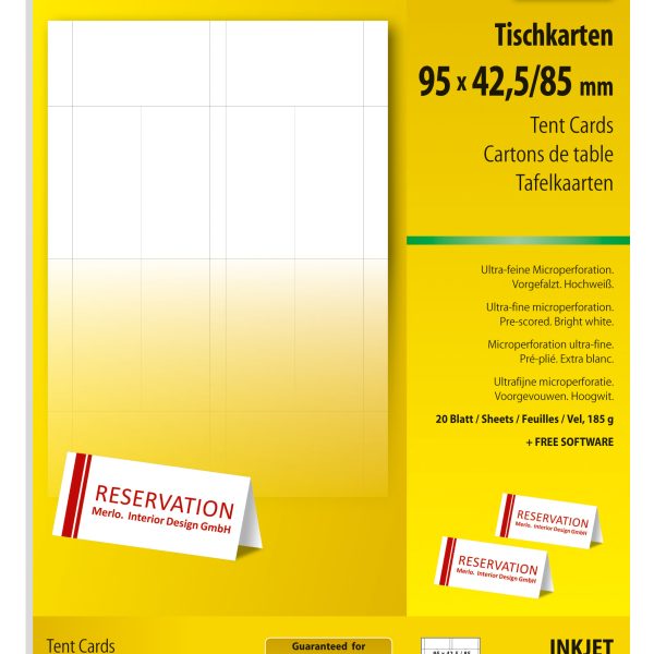 SIGEL Tischkarten 94x42mm DP046 weiss, 185g 80 Stück