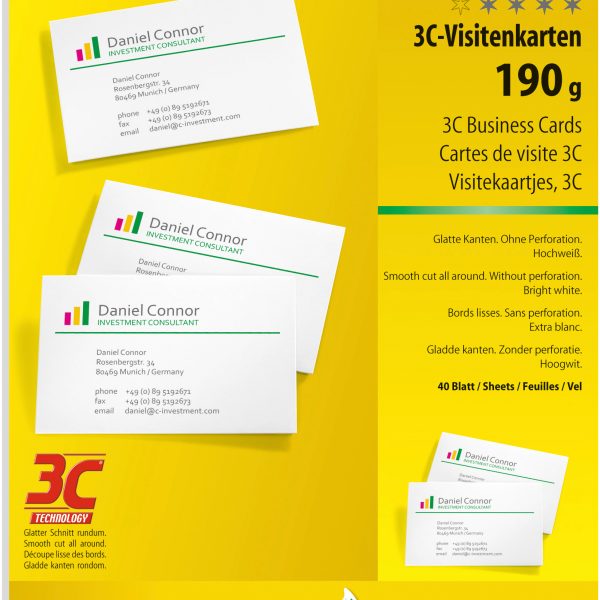 SIGEL Visitenkarten 85x55mm LP791 weiss, 190g 400 Stück