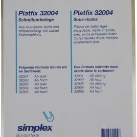 SIMPLEX Schreibplatte Platfix 32004 aluminium, für A4 hoch