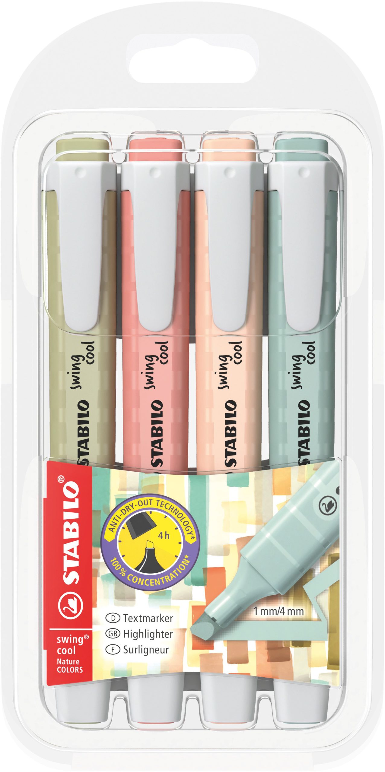 STABILO-275-4-09-4006381619974 STABILO Swing Cool Leuchtmarker 1-4mm 275/4-09 Nature, Etui 4 Stück – Hochwertig & günstig bei ShopDeca