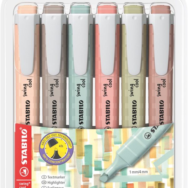 STABILO Swing Cool Leuchtmarker 1-4mm 275/6-09 Nature, Etui 6 Stück