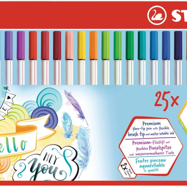 STABILO Fasermaler Pen 68 Brush 568/25-321 ass. 25 Stück Metalletui
