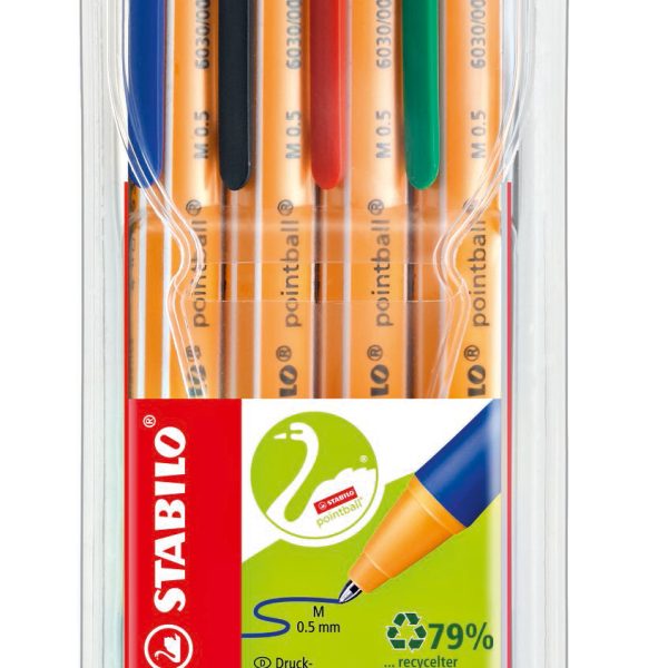 STABILO Kugelschreiber pointball 0.5mm 6030/4 blau,grün,rot,schwarz